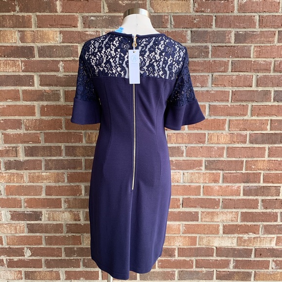 Draper James Solid Navy Flutter Short Sleeve Dress - Picture 3 of 8